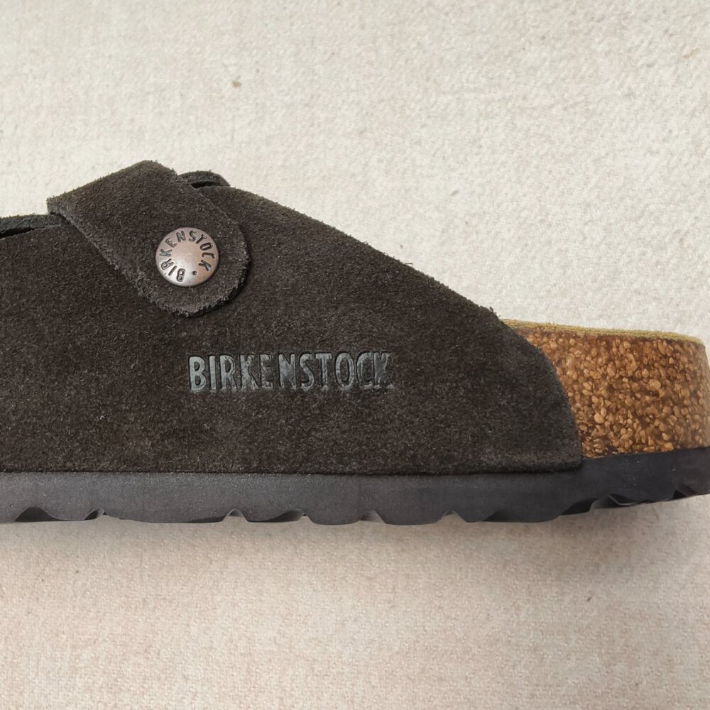Women's Mocha Suede Birkenstock Boston Shoes - Narrow Fit - Picture 3 of 5